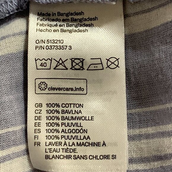 H&M Divided Womens Sz 8 Cotton Button Front Blouse Blue White Stripe 201K - Picture 6 of 8